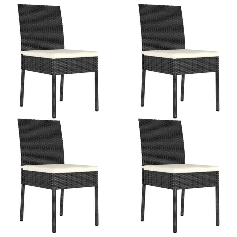 Vidaxl Záhradné jedálenské stoličky 4 ks polyratanové čierne